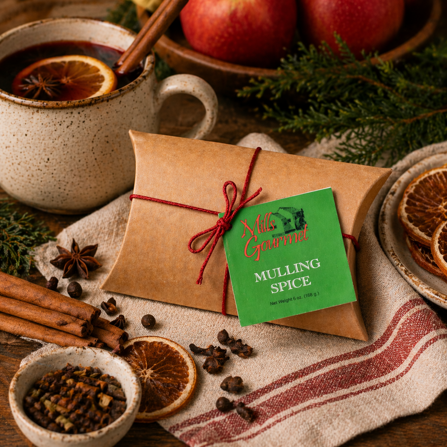 Mills Gourmet - Mulling Spice Blend - 1 Gallon - 6 oz Kraft Pillow Box
