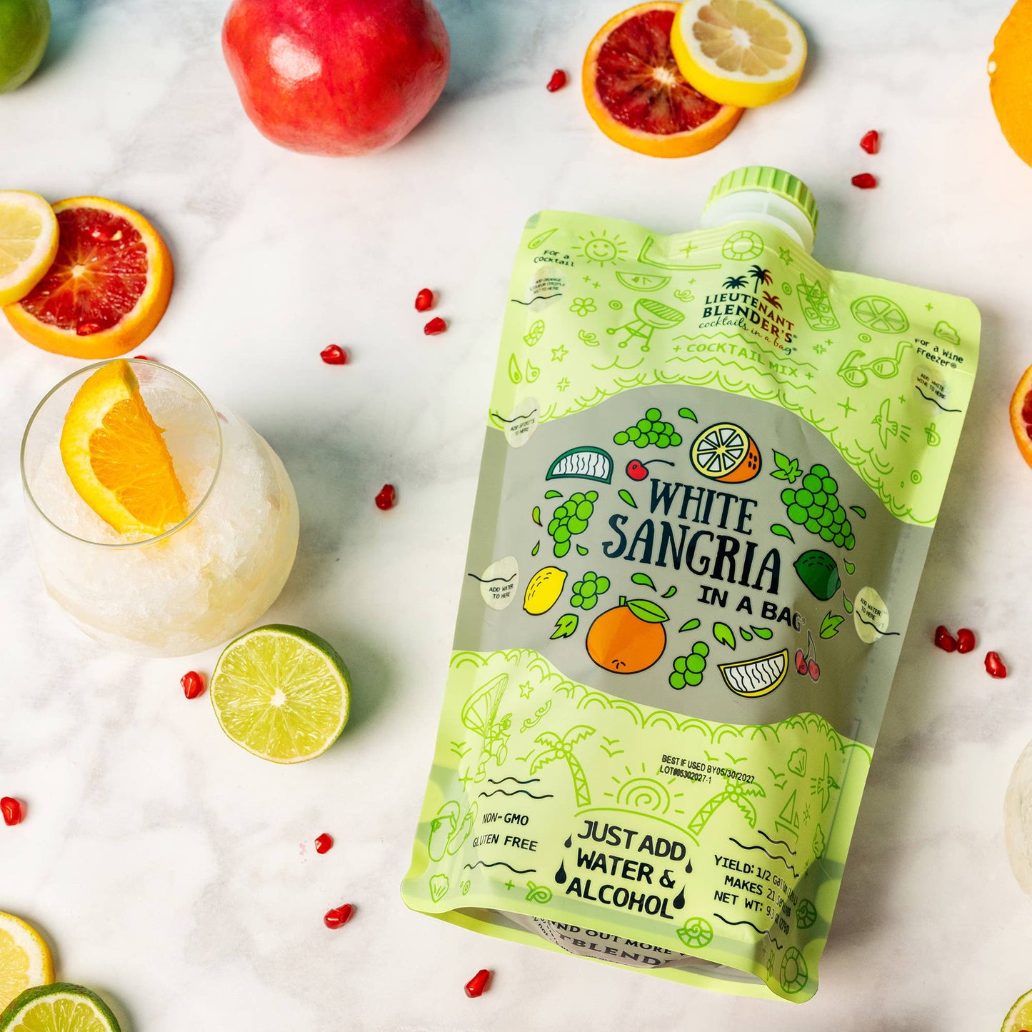 Lieutenant Blender's Cocktail Mixes - White Sangria in a Bag® Cocktail / Mocktail Slushie Mixer