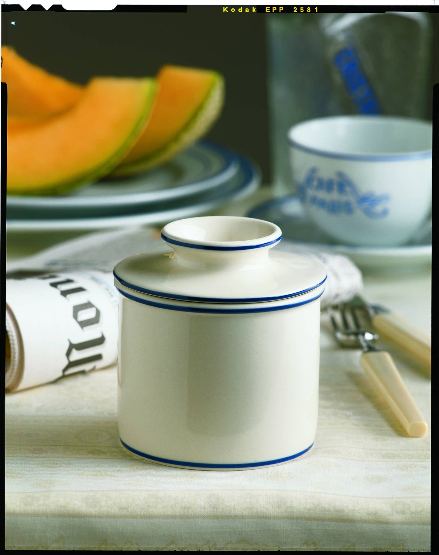 The Original Butter Bell-Le Bistro Blue Trim