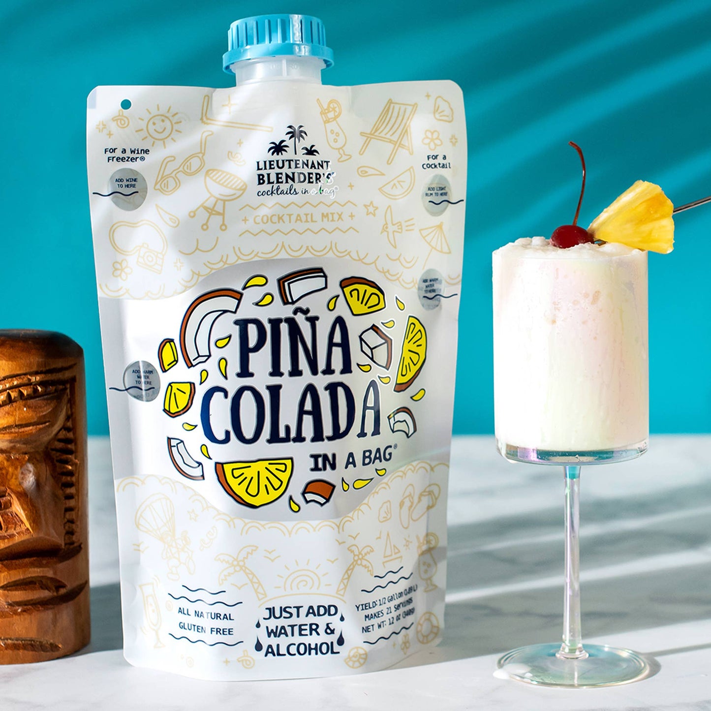 Lieutenant Blender's Cocktail Mixes - Pina Colada in a Bag® Cocktail / Mocktail Slushie Mixer