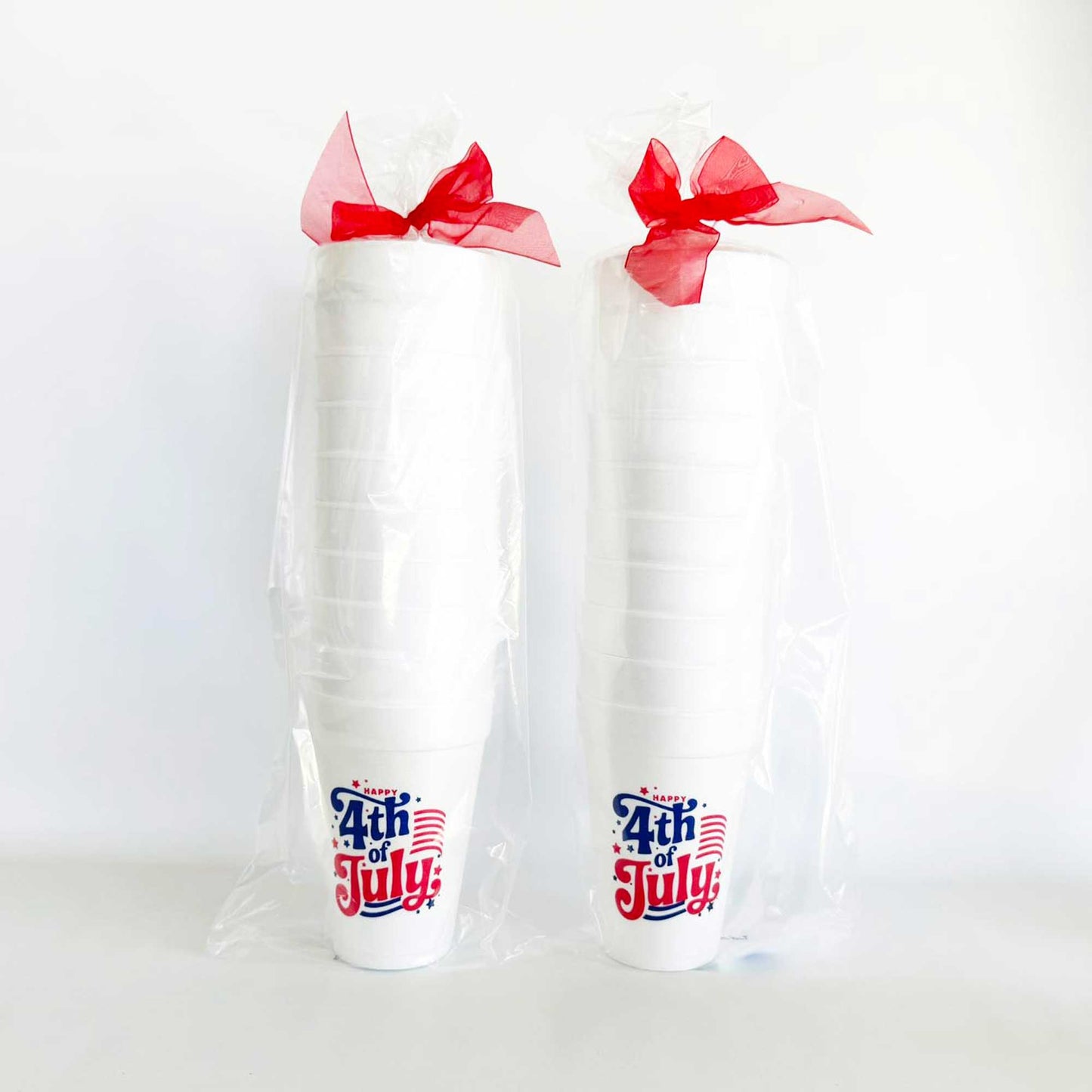 July 4th/Patriotic--Happy 4th with Stripes Foam Cup (10 ct)