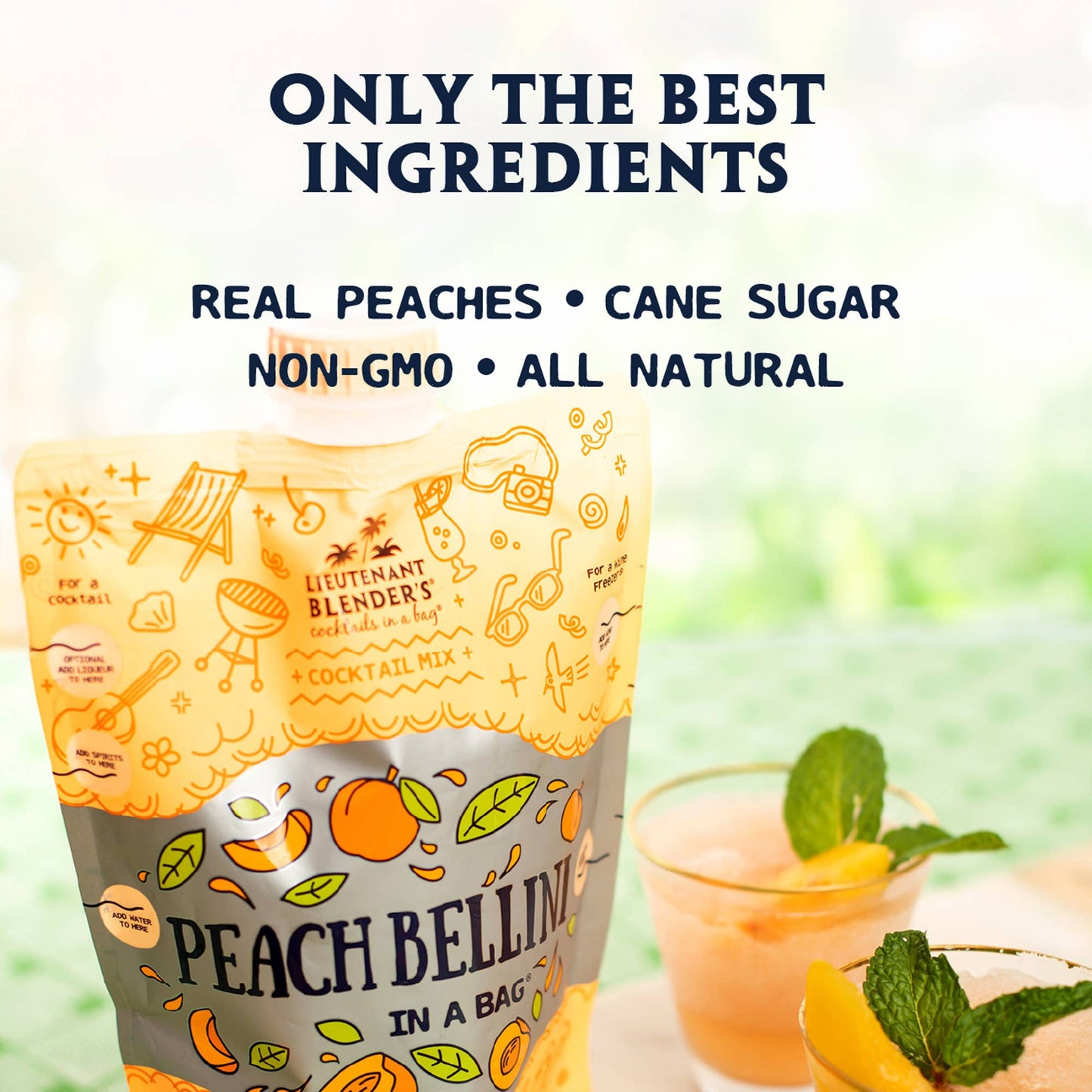Lieutenant Blender's Cocktail Mixes - Peach Bellini in a Bag® Cocktail / Mocktail Slushie Mixer