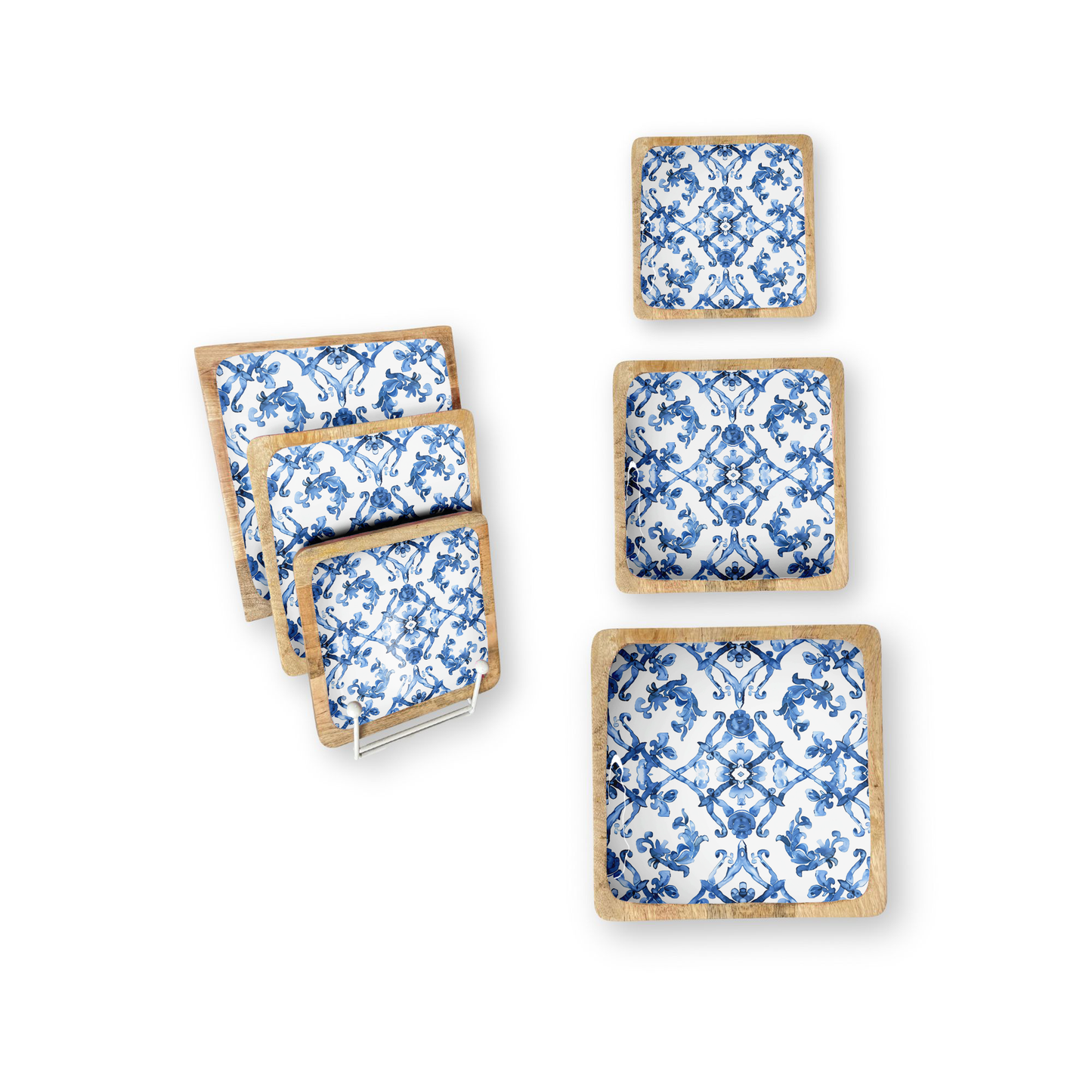 Blue Watercolor Sq Tray