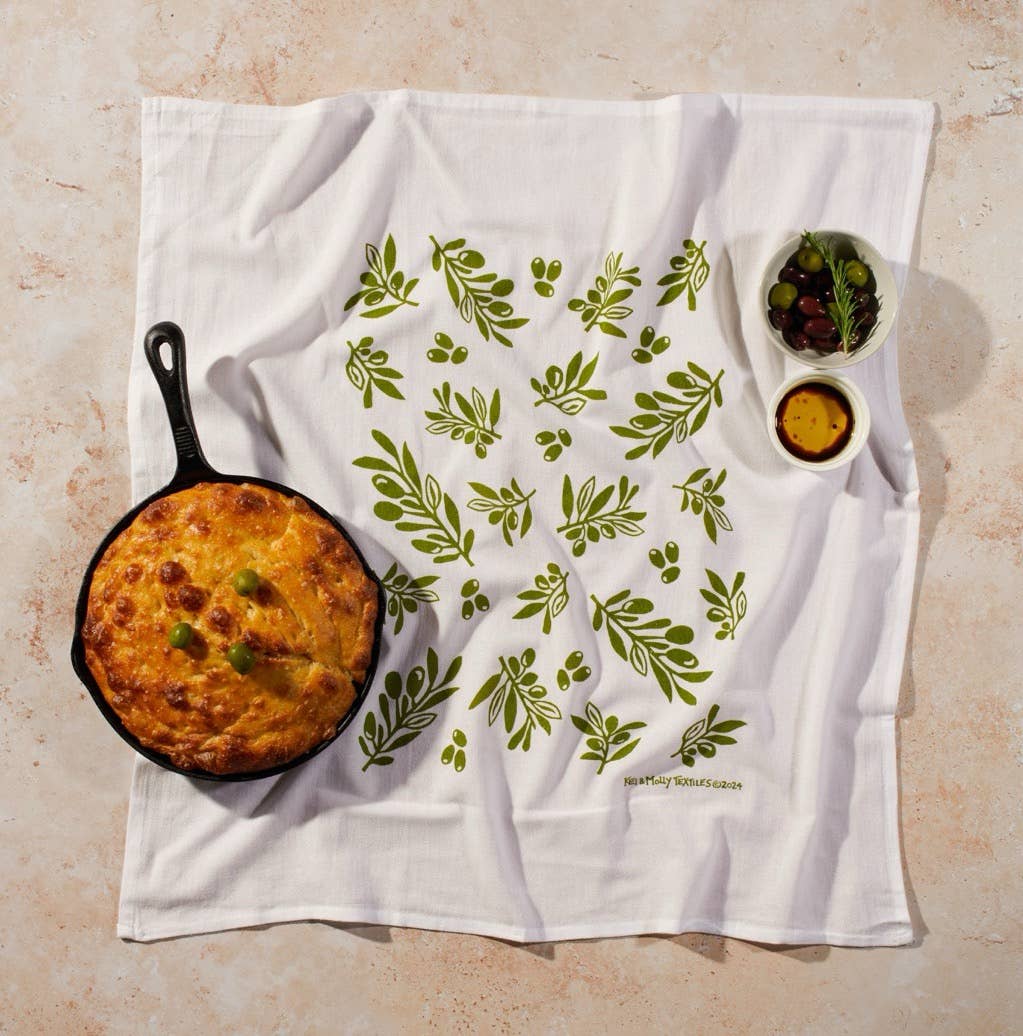 Flour Sack Dish Towel - Olives