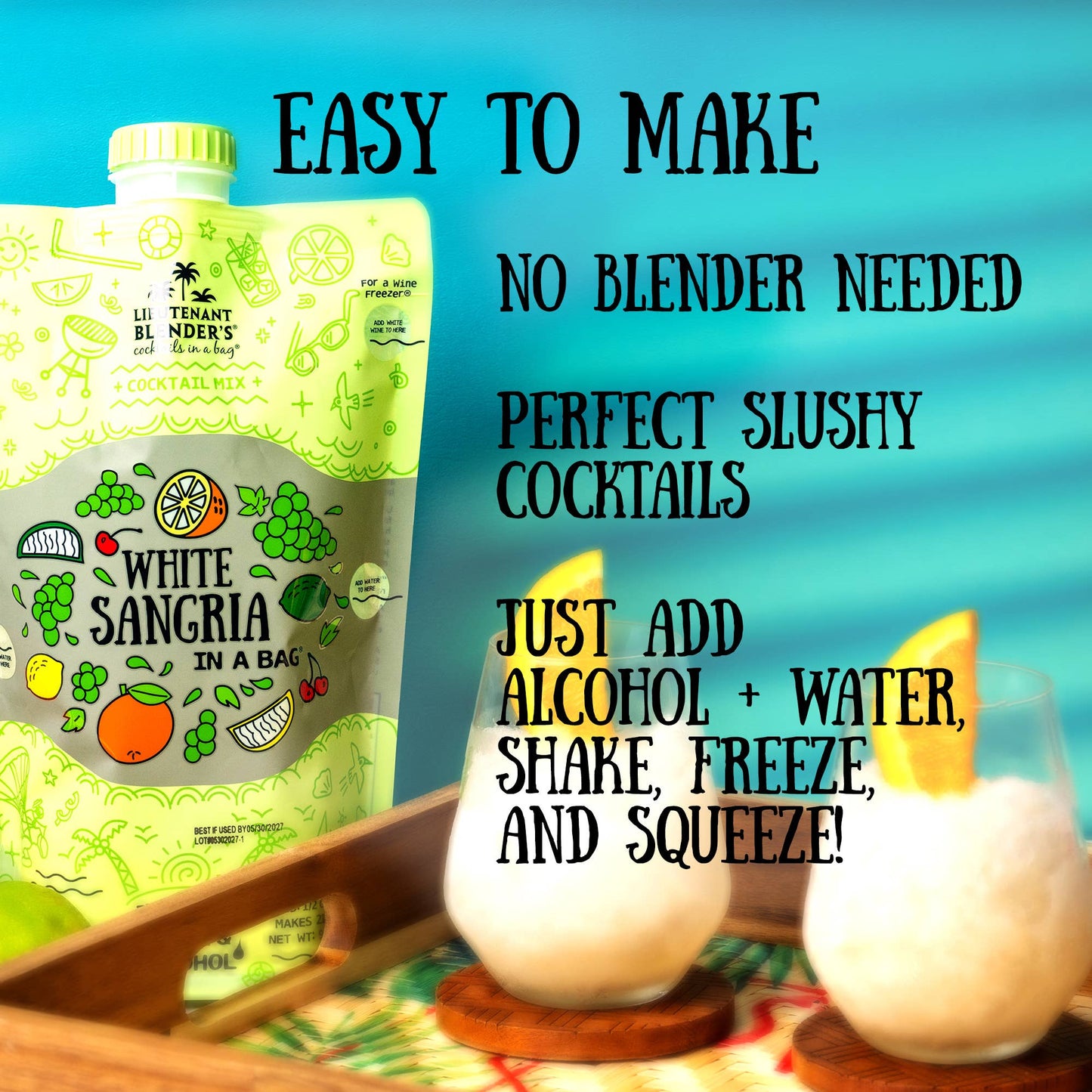 Lieutenant Blender's Cocktail Mixes - White Sangria in a Bag® Cocktail / Mocktail Slushie Mixer