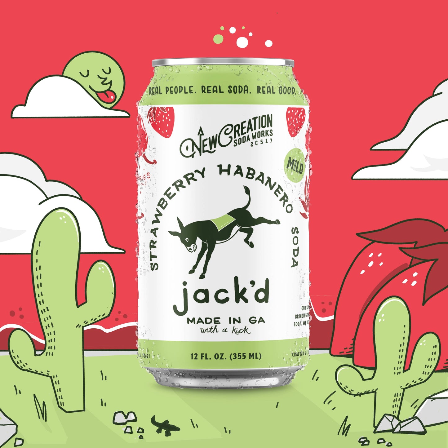 New Creation Soda - Jack'd Strawberry Habanero Soda (Case of 16)