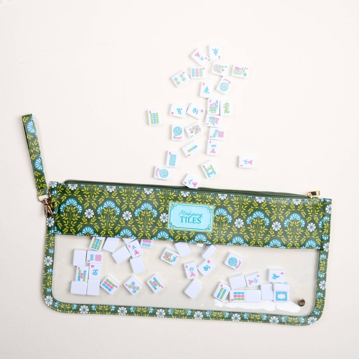 The Darling Effect - Mahjong Tile Keeper Pouch–Everbloom Forest Green