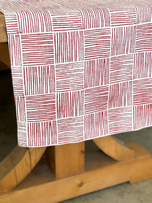 Mended - Table Throw - Striped, Red