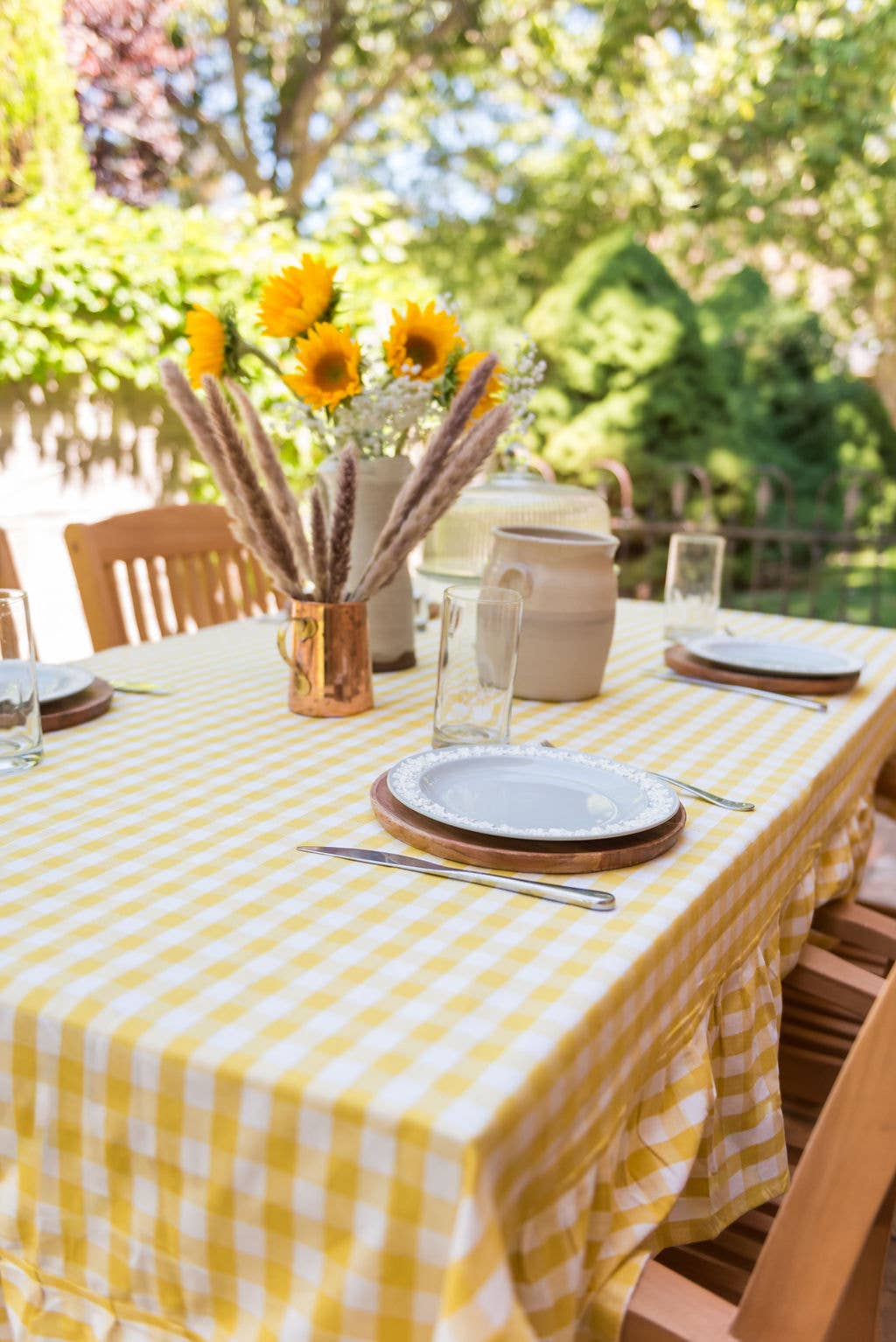 Galley and Fen - Yellow Ruffled Gingham Tablecloth