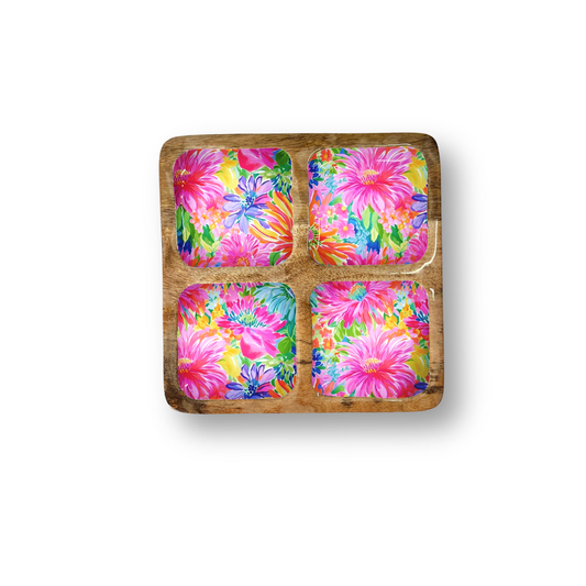My Casita - Bright Floral 12" Quad Tray w/ 4 Compartments 8-12