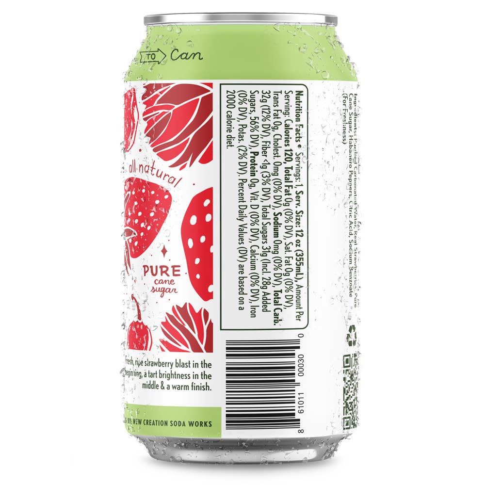 New Creation Soda - Jack'd Strawberry Habanero Soda (Case of 16)