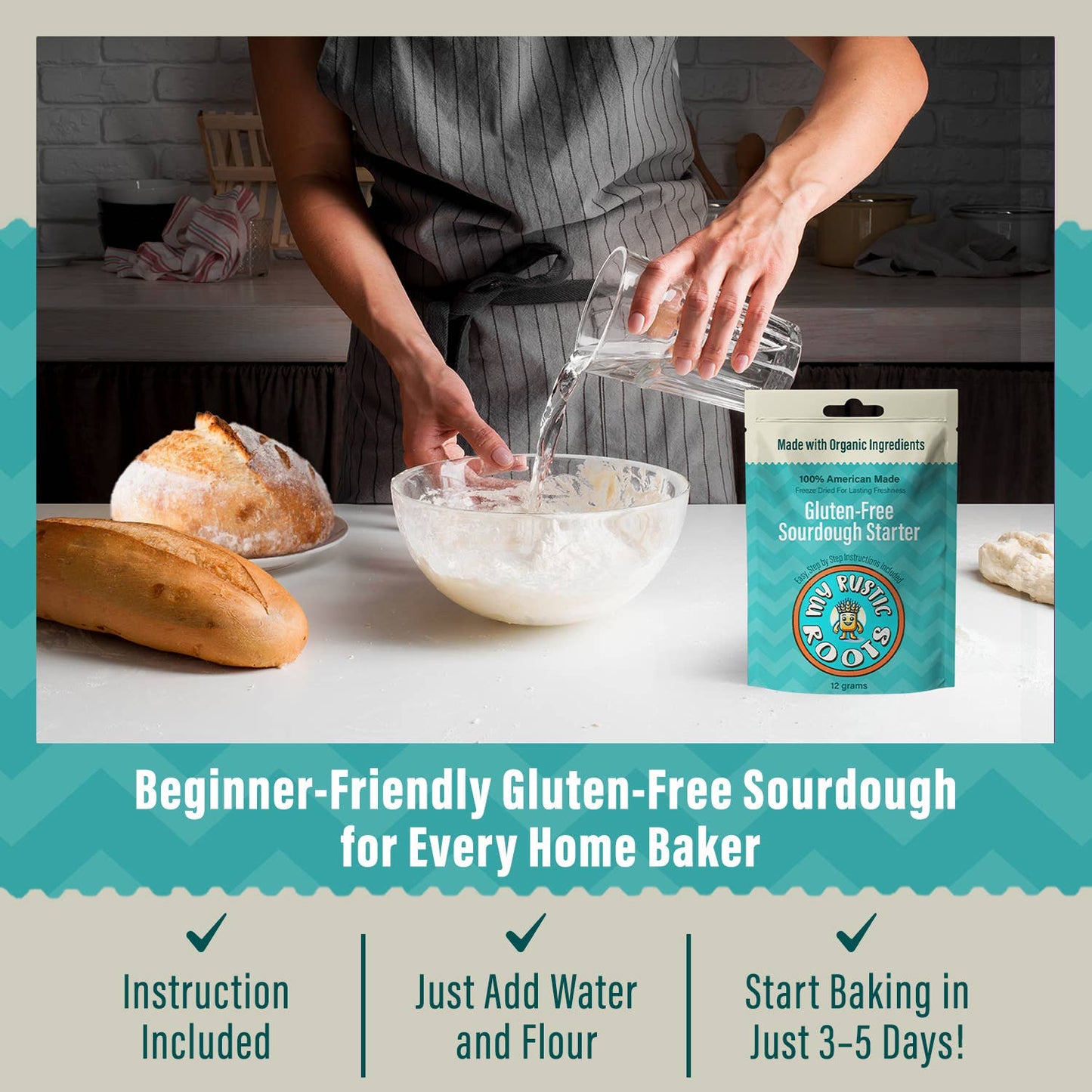 My Rustic Roots - Organic, Non GMO GLUTEN FREE Sourdough Starter 12 gram.