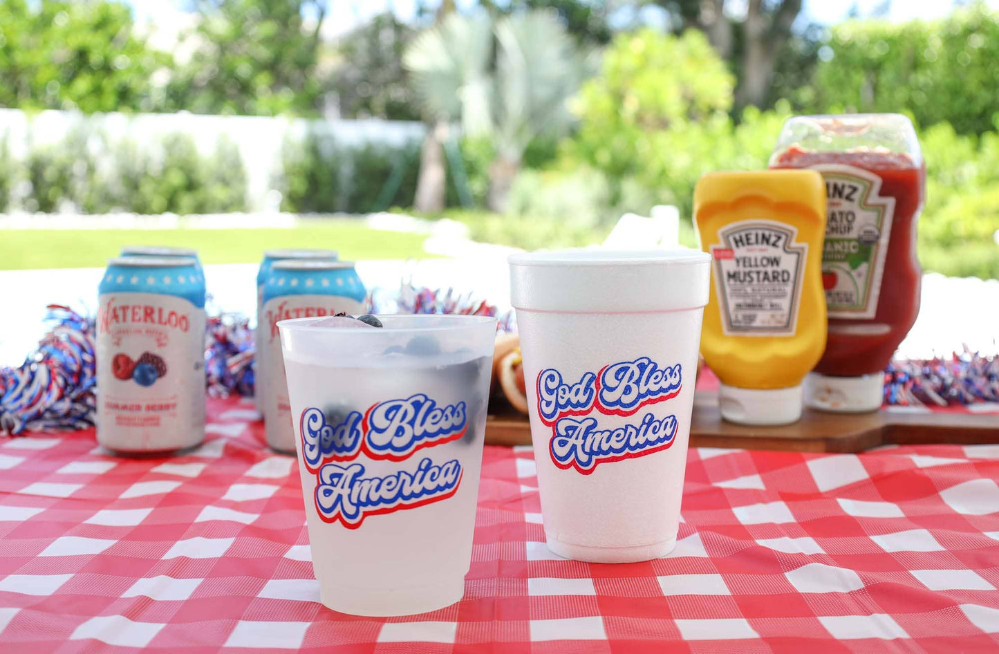 Two Funny Girls - July 4th/Patriotic-God Bless America Script Foam Cup 10 Pack