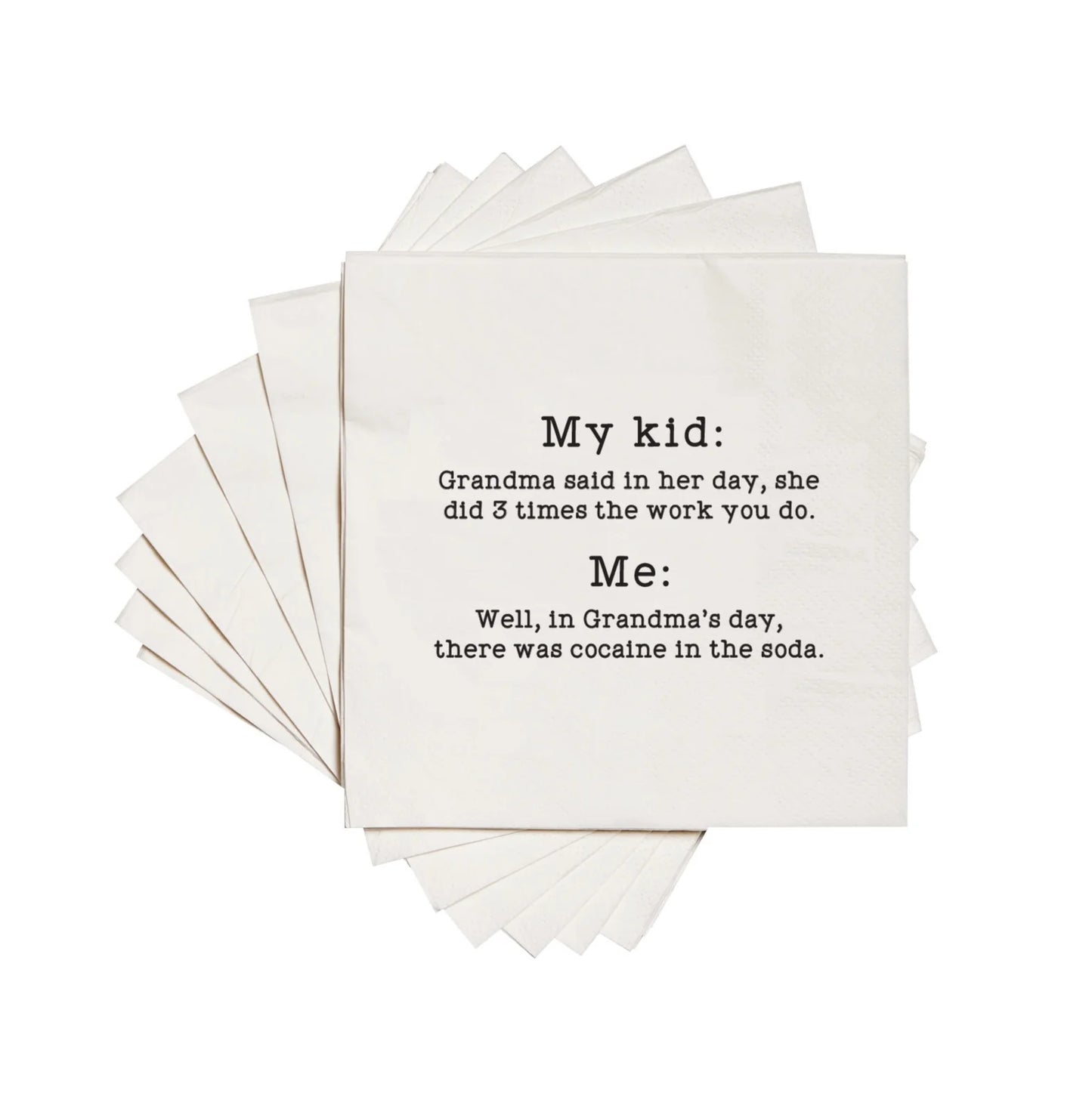 Cocaine in the Soda Pack of 20 Cocktail Napkins