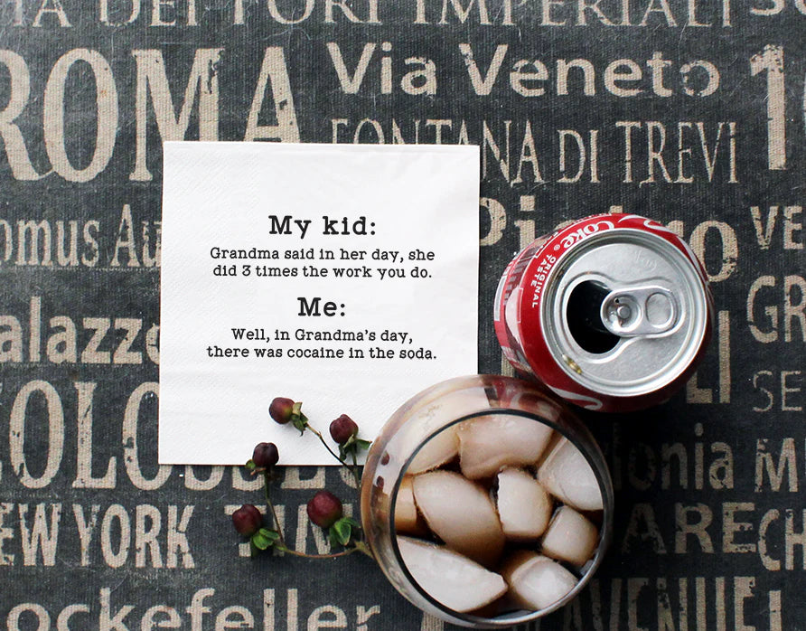 Cocaine in the Soda Pack of 20 Cocktail Napkins