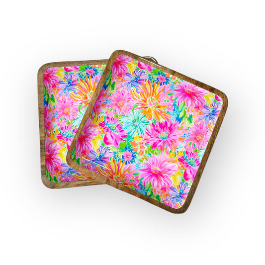 My Casita - Bright Floral Square Trays(10" in Pack of 2) 6-12-B