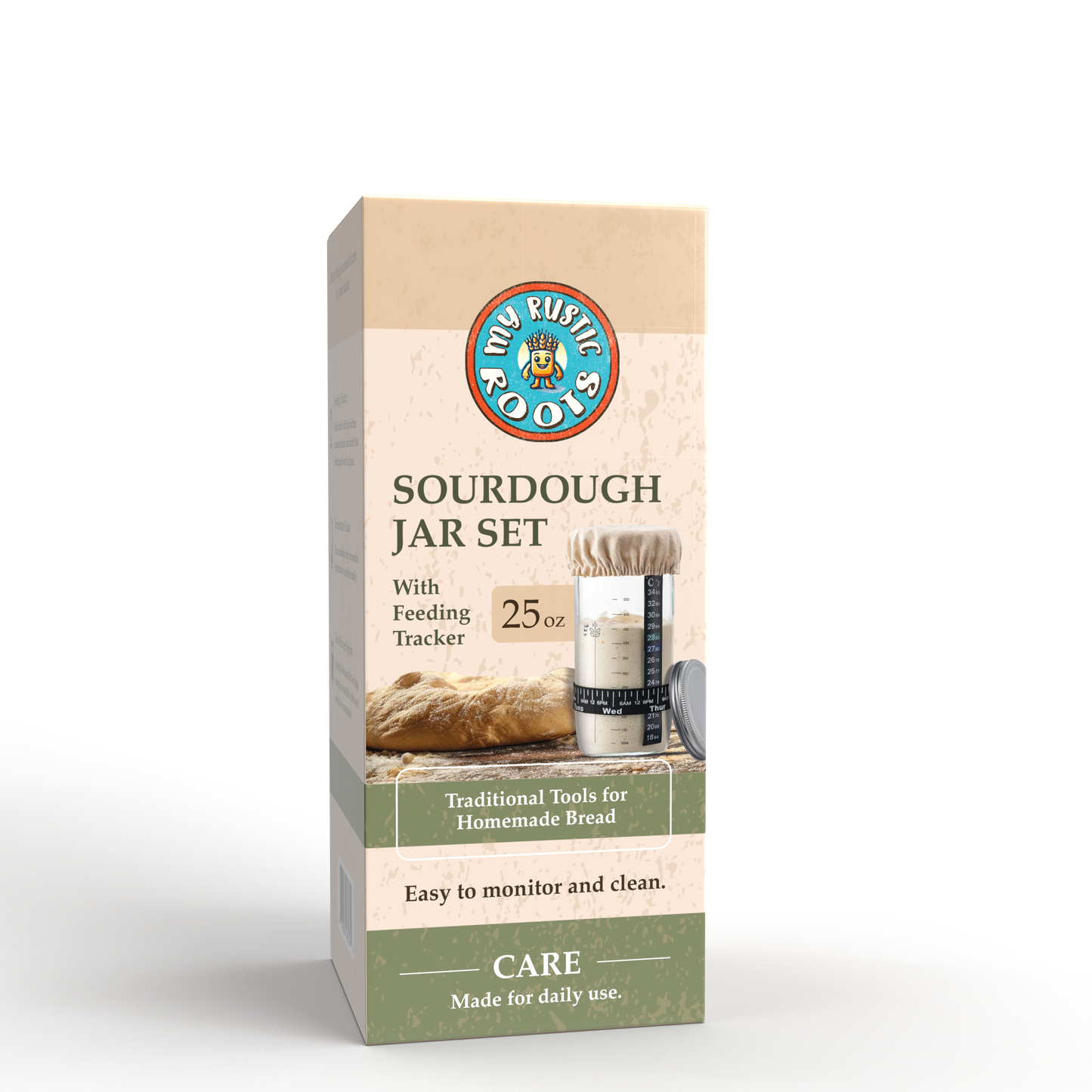 My Rustic Roots - Complete Sourdough Starter Jar Kit – BONUS BAG OF STARTER