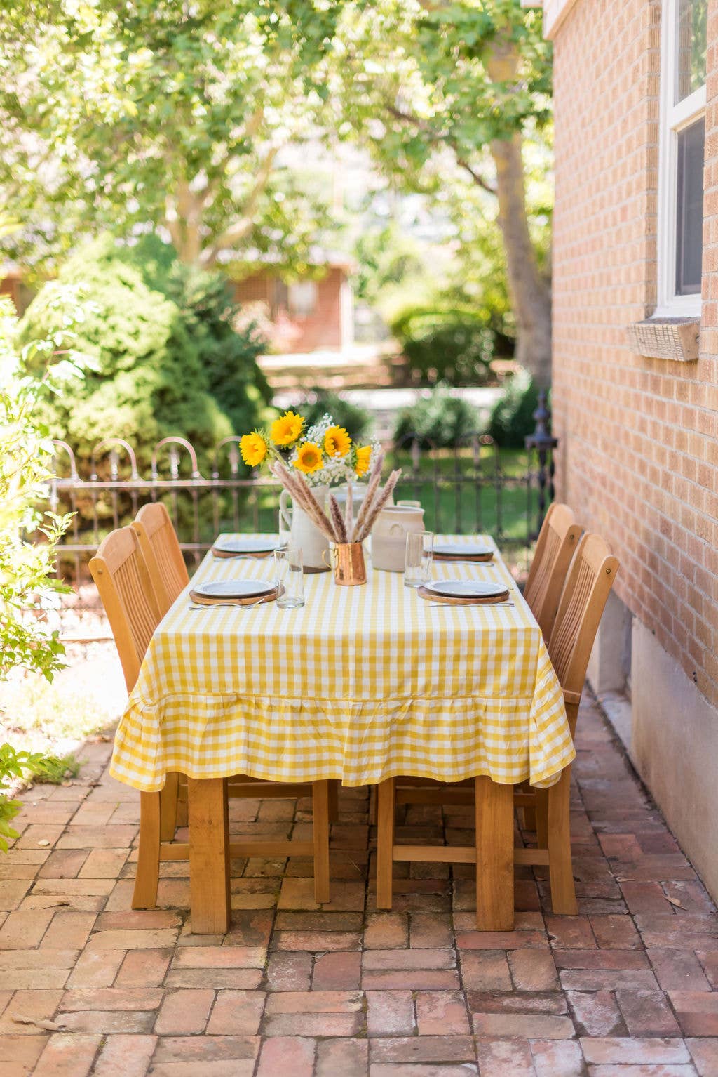 Galley and Fen - Yellow Ruffled Gingham Tablecloth