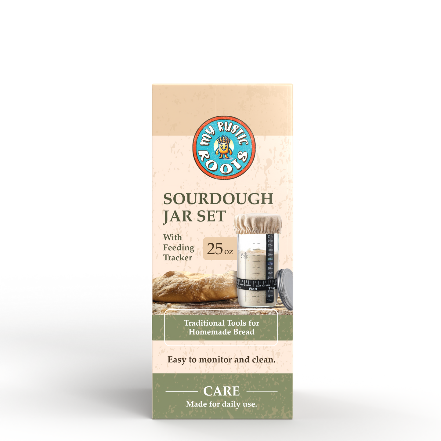 My Rustic Roots - Complete Sourdough Starter Jar Kit – BONUS BAG OF STARTER