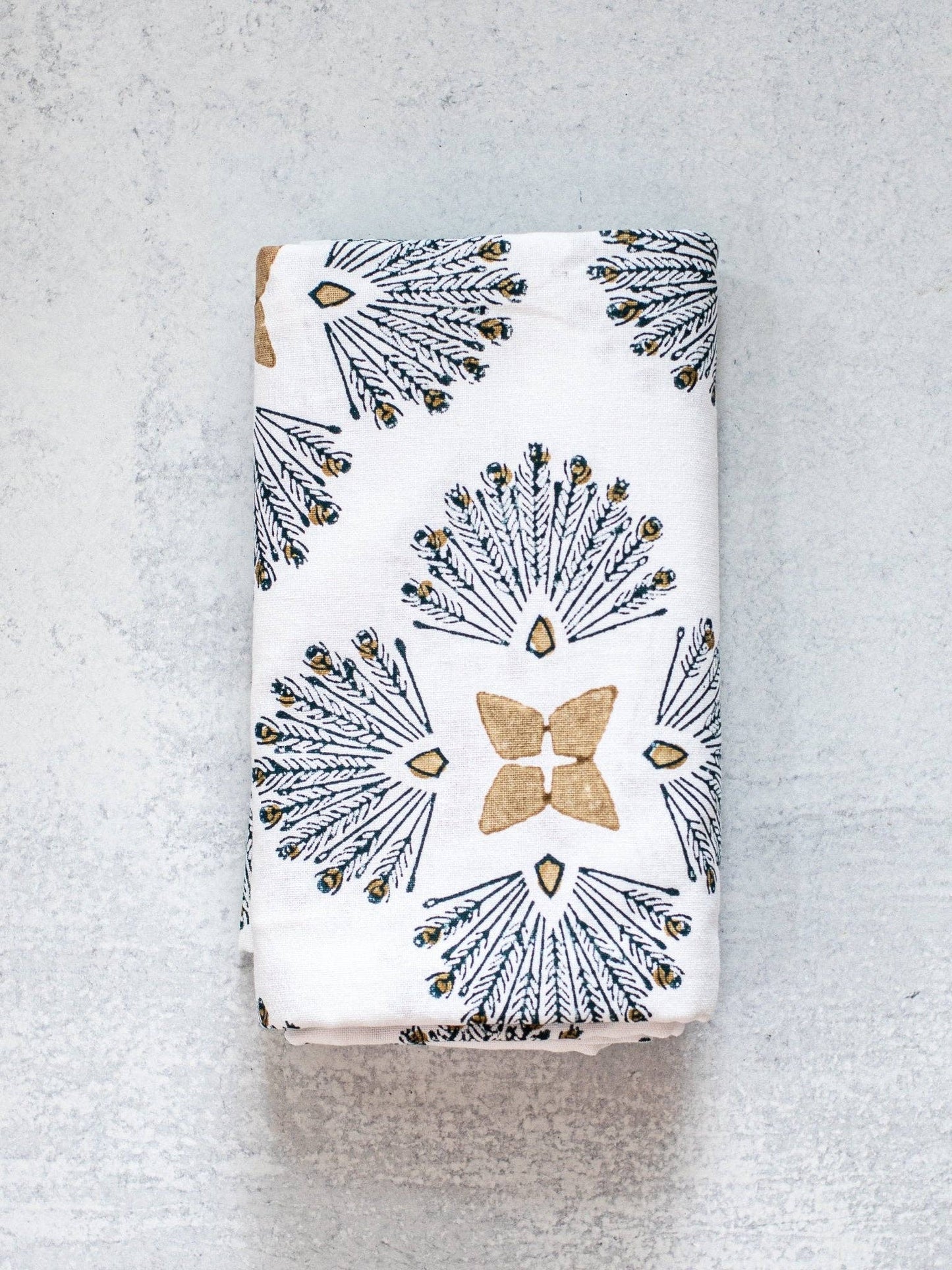 Mended - Table Throw (Ivory) - Peacock Paradise, Midnight & Chai