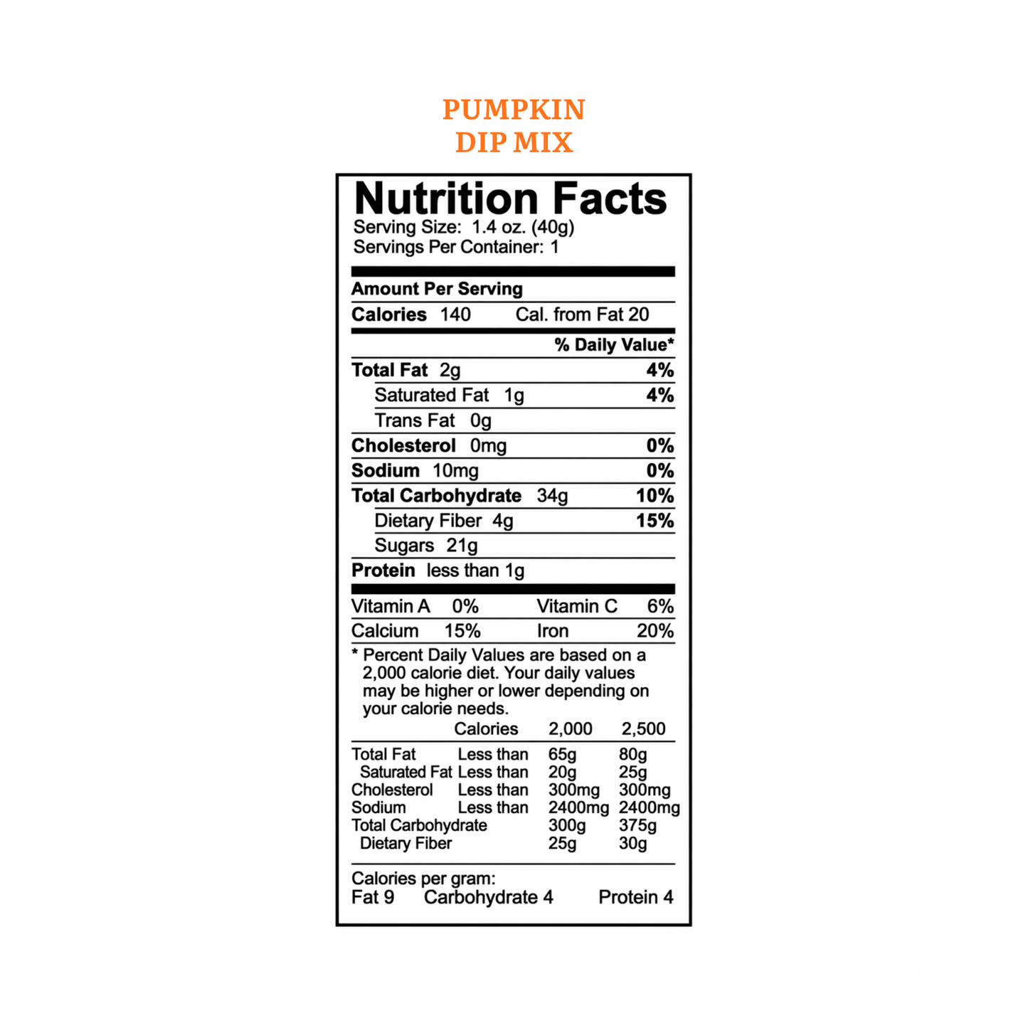 Mills Gourmet - Dip Mix - Pumpkin - 1.4 oz Kraft Pillow Box