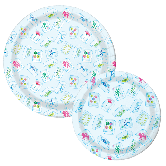 Lucy Grymes Designs - Mahjong Heavy-duty Paper Plates (7" and 10") | Set of 8