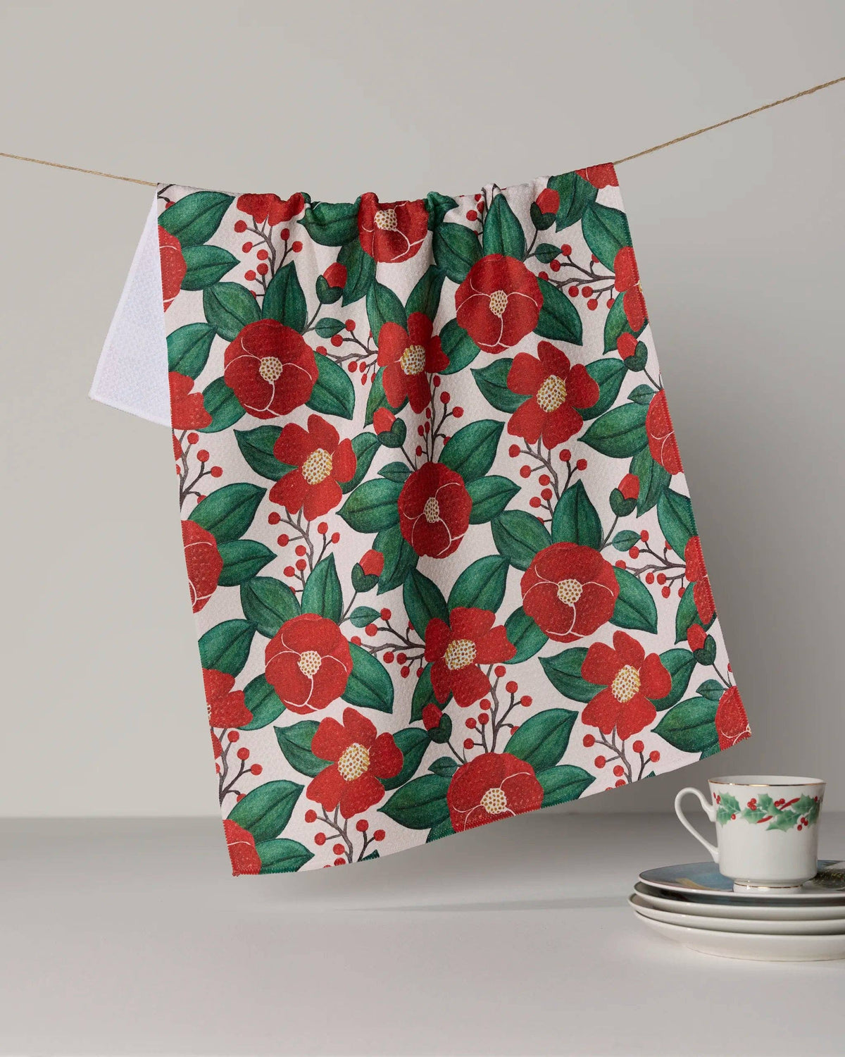 Winter Camellia Tea Towel - Holiday 2026