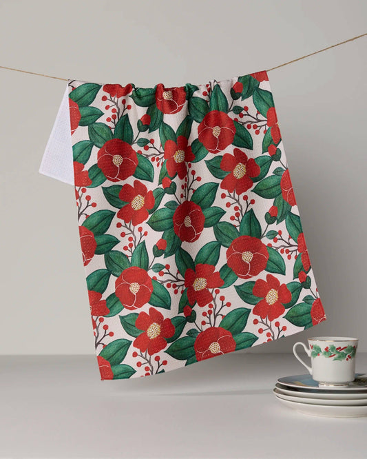 Winter Camellia Tea Towel - Holiday 2026