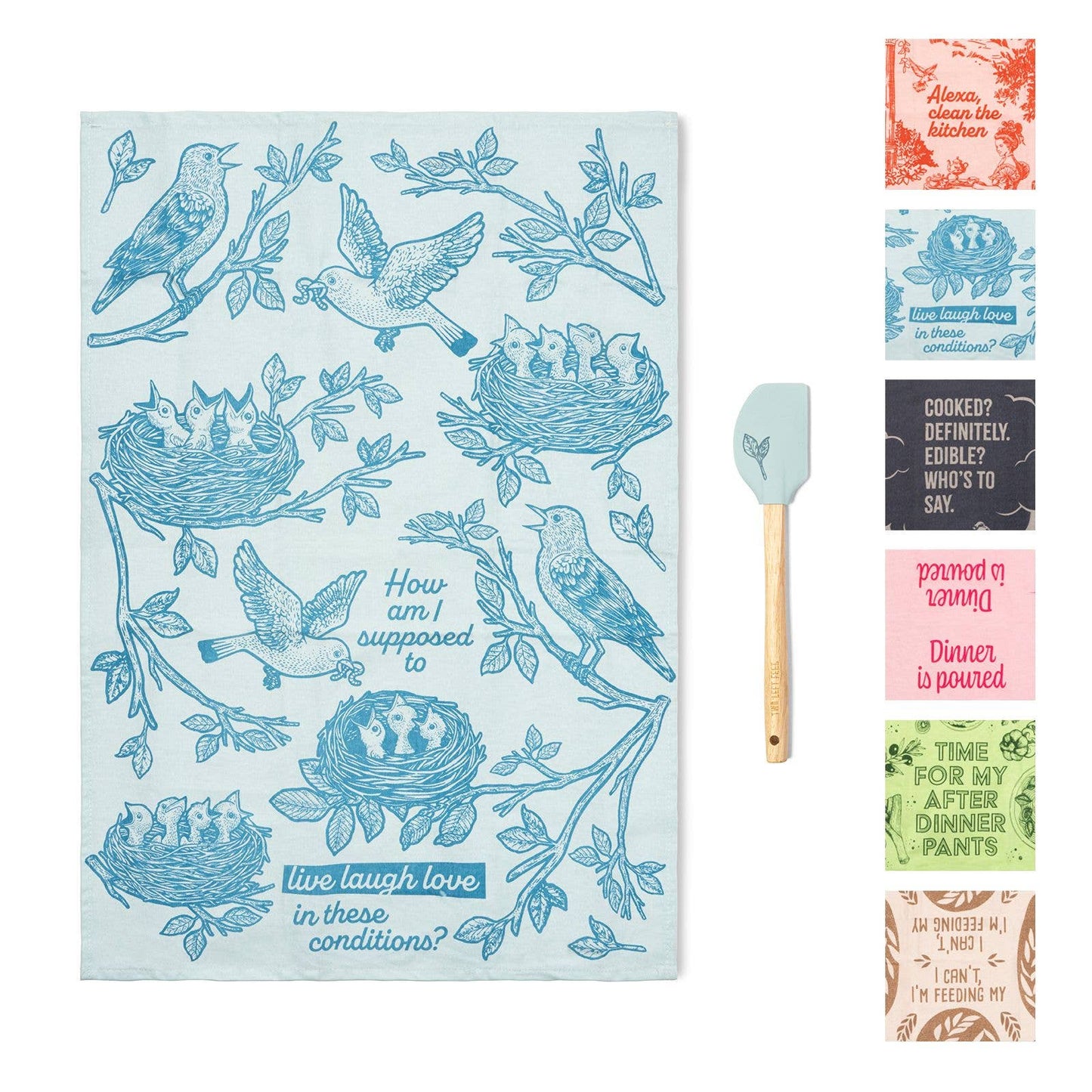 DM Merchandising - Two Left Feet The Reluctant Chef Tea Towel & Spatula Set Ast