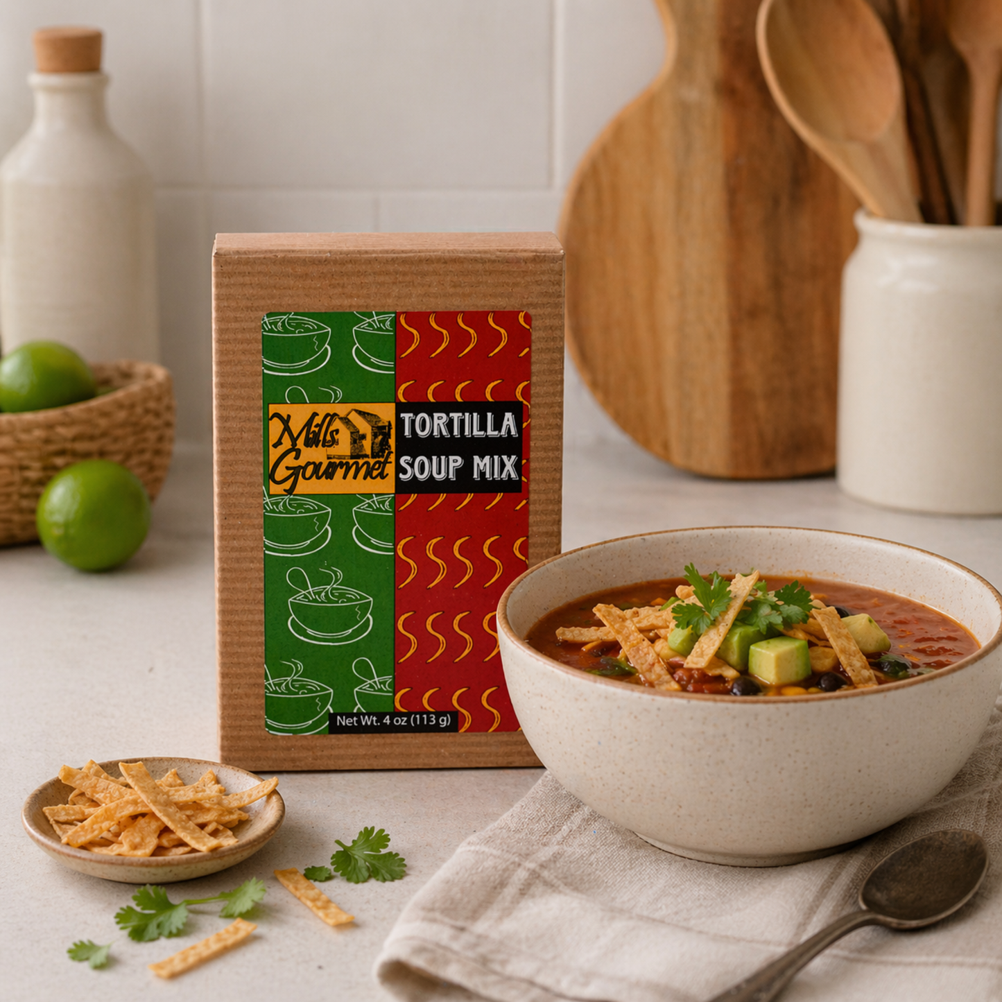 Mills Gourmet - Soup Mix - Tortilla Soup - 8 Bowls - 4 oz Box