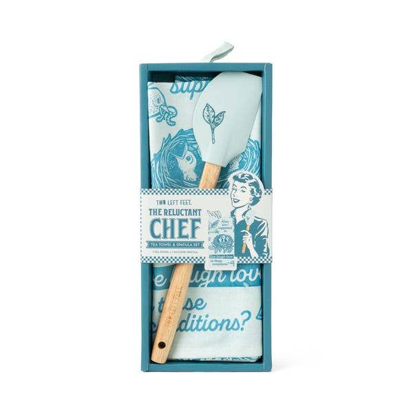 DM Merchandising - Two Left Feet The Reluctant Chef Tea Towel & Spatula Set Ast