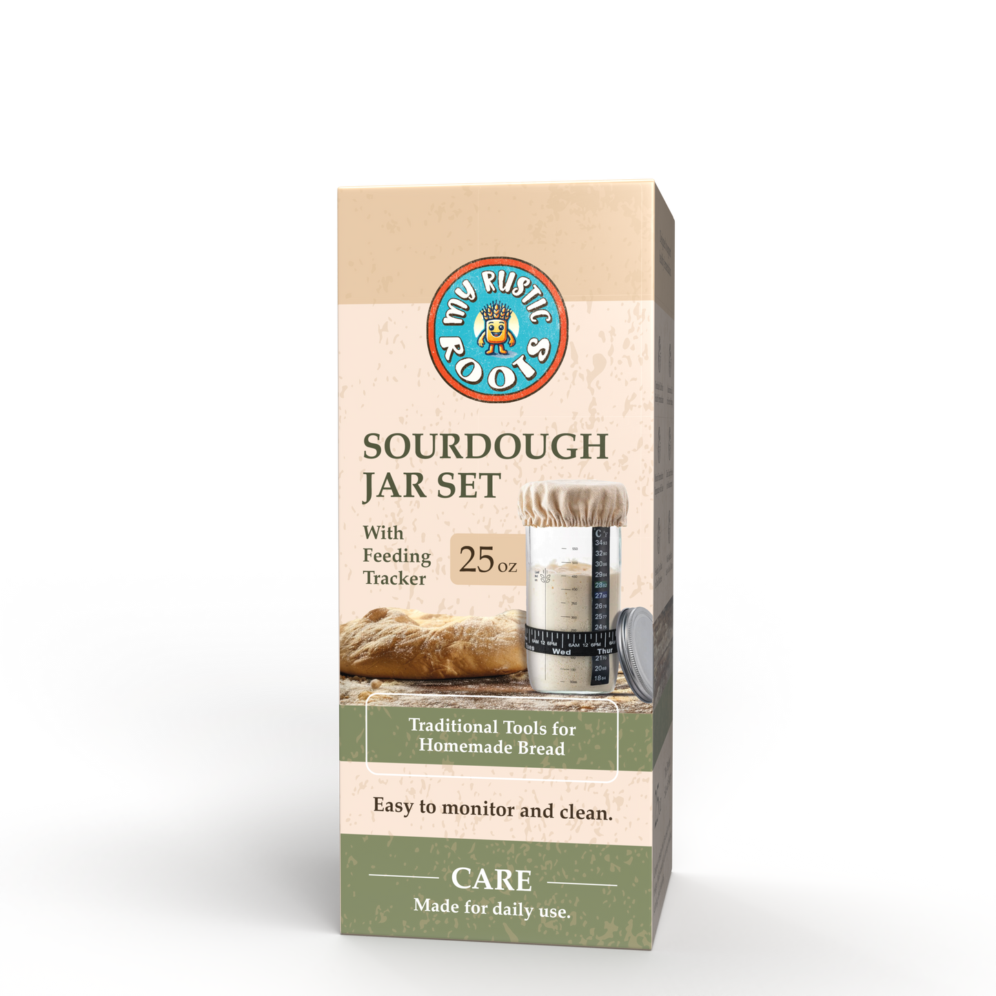 My Rustic Roots - Complete Sourdough Starter Jar Kit – BONUS BAG OF STARTER