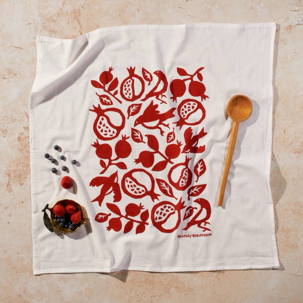 Flour Sack Dish Towel - Pomegranate