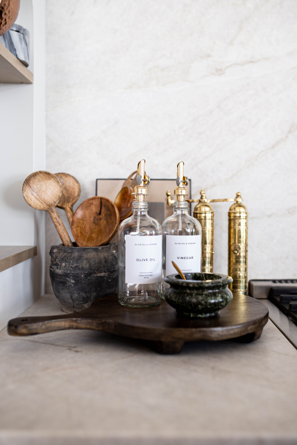 Luxe B Co - Glass Dispenser Clear Olive Oil & Vinegar Refillable Bottles