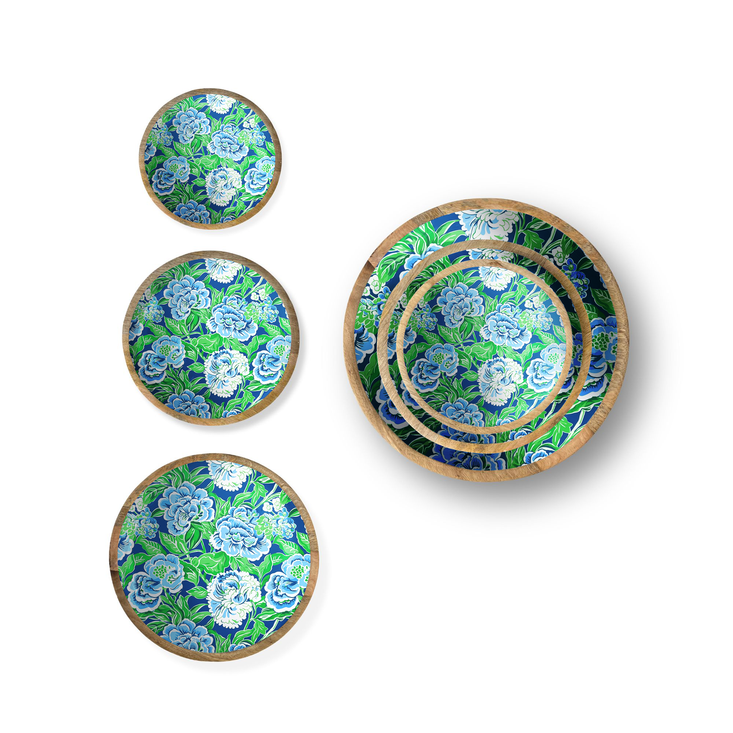 My Casita - Blue & Green Floral Bowl (S-8", M-10" or L-14" 2-Pack)5-03
