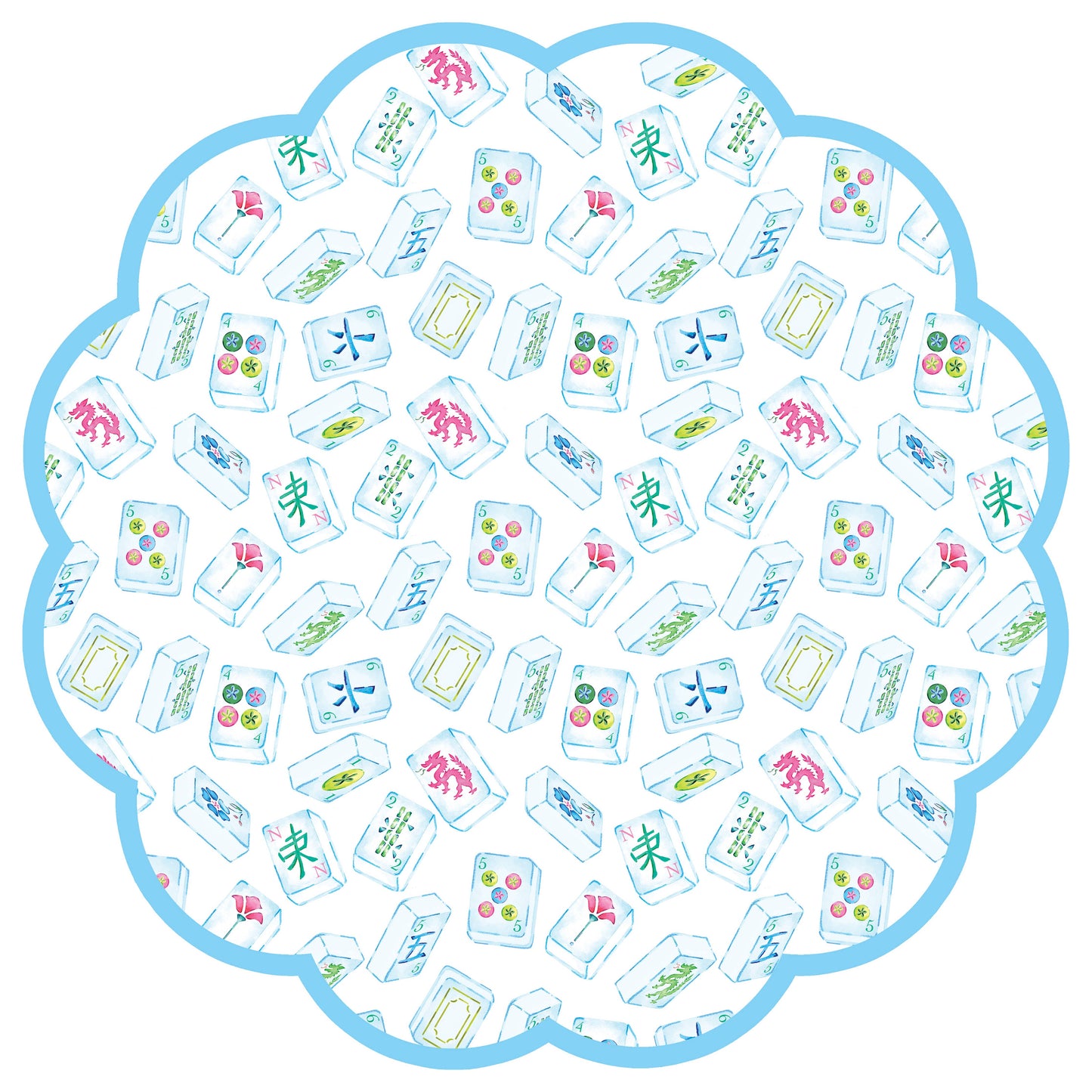 Lucy Grymes Designs - Mahjong x Brake Ink Scalloped Paper Placemats | Set of 24