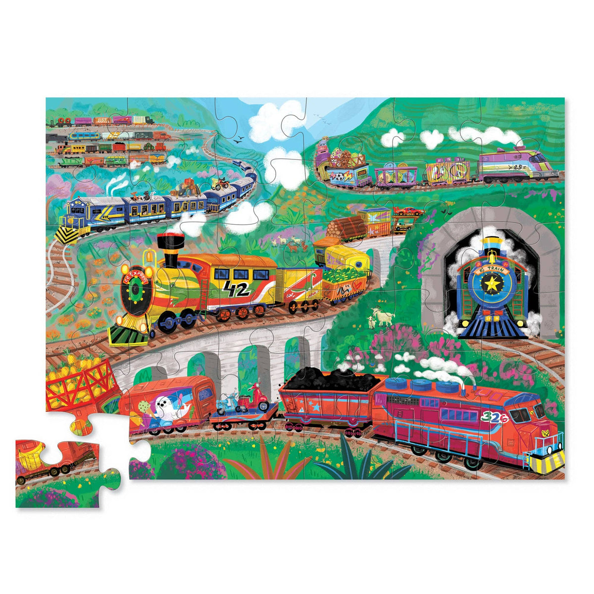 Crocodile Creek 36-Piece Shaped Box Puzzle - All Aboard