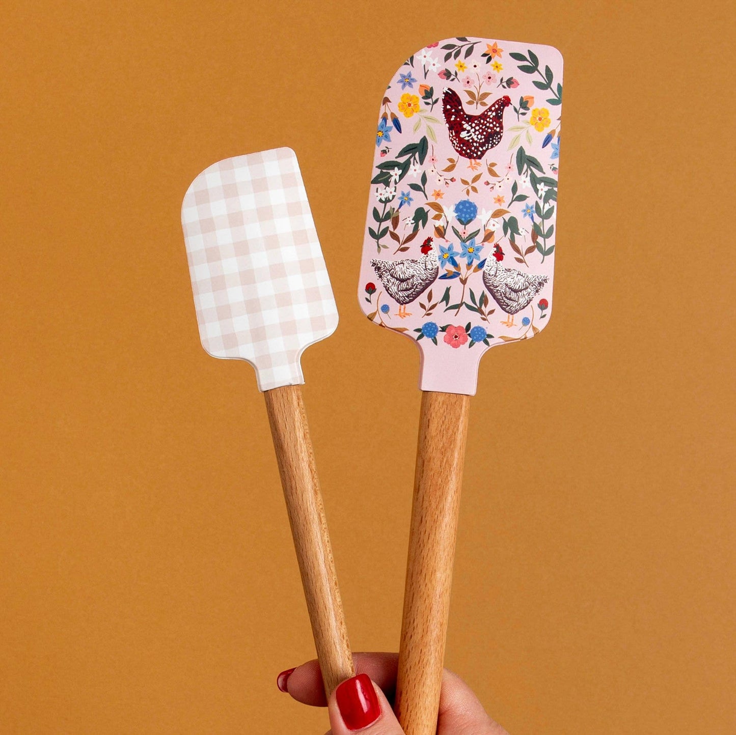 Paper Farm Press - Chicken & Flowers Silicone Kitchen Spatulas - Set of 2