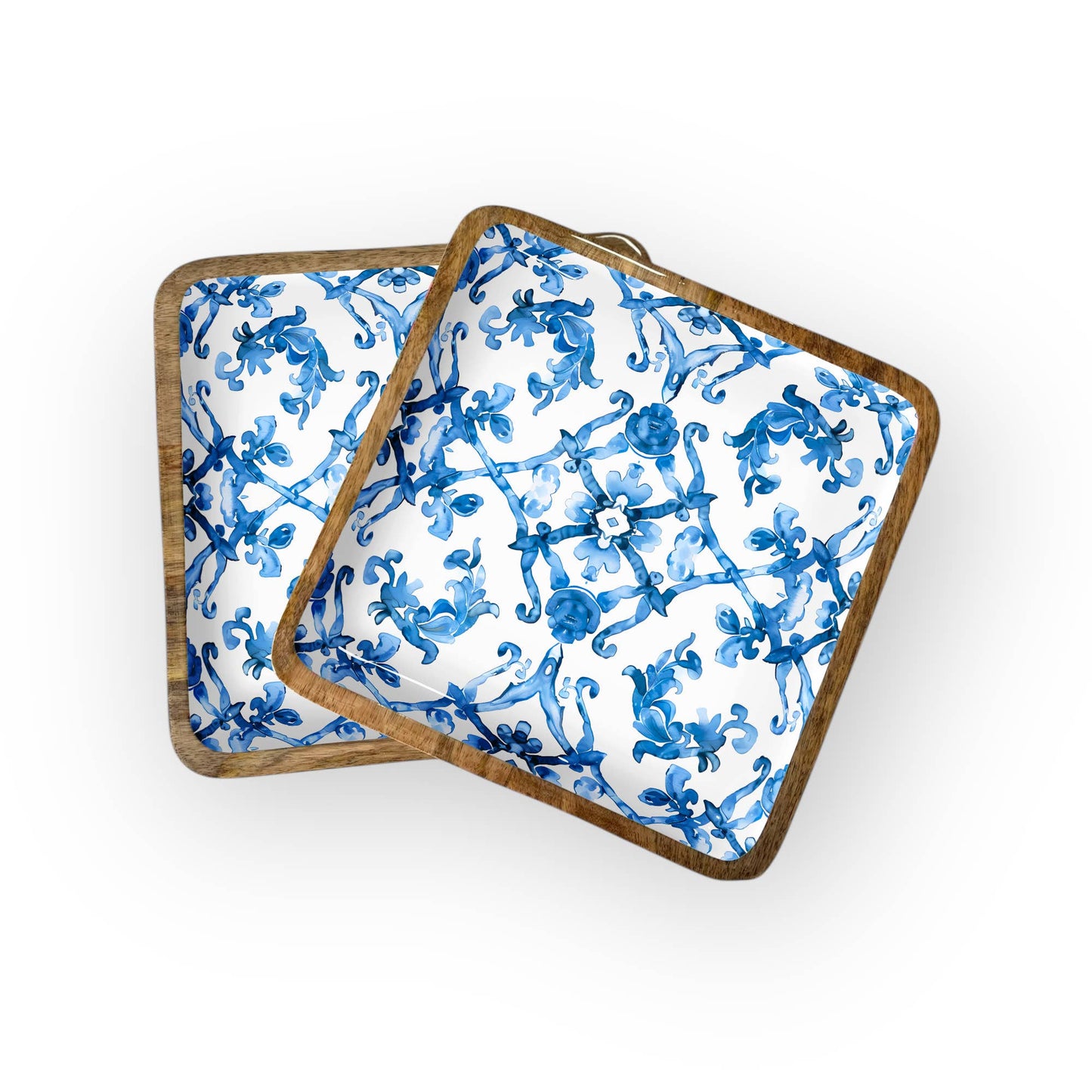 Blue Watercolor Sq Tray