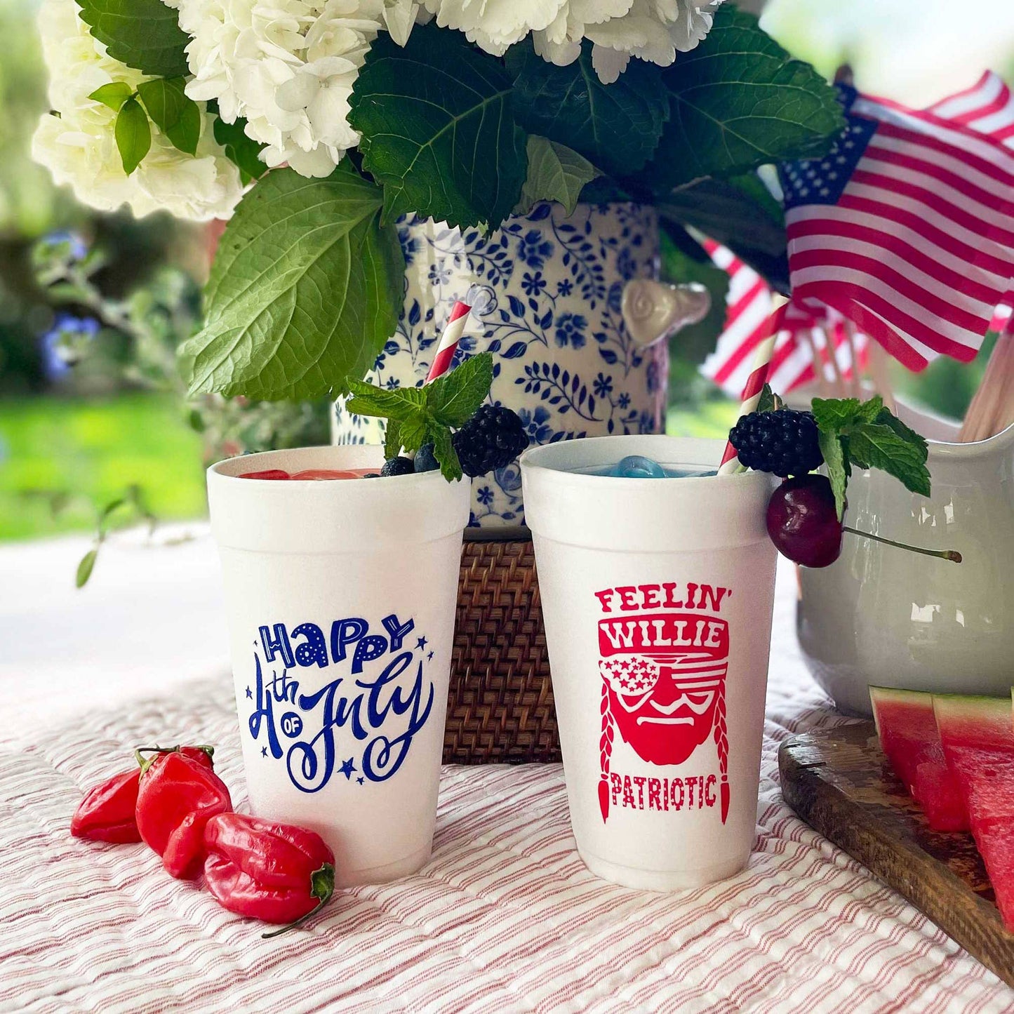 Two Funny Girls - July 4th/Patriotic -  Happy 4th July  Foam Cup (10 Pack)
