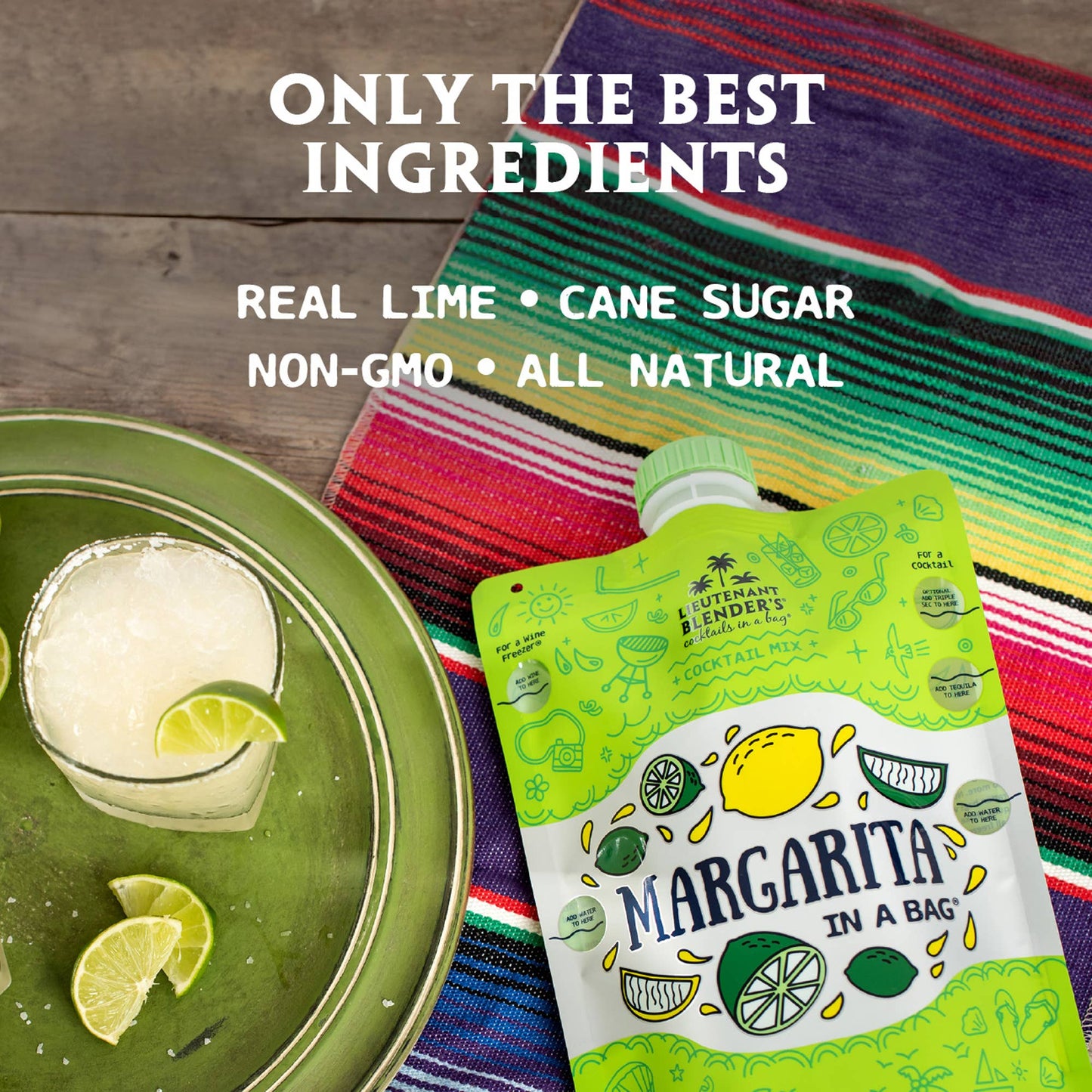 Lieutenant Blender's Cocktail Mixes - Margarita in a Bag® Cocktail / Mocktail Slushie Mixer
