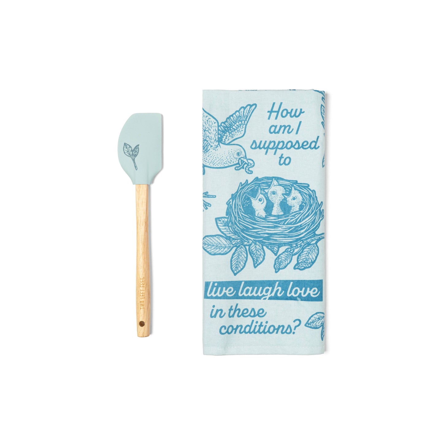DM Merchandising - Two Left Feet The Reluctant Chef Tea Towel & Spatula Set Ast