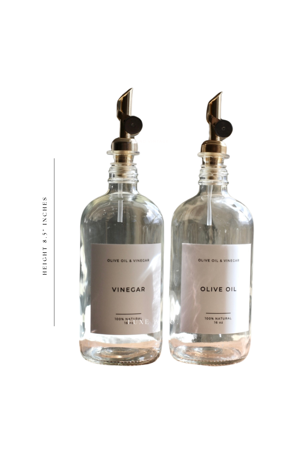 Luxe B Co - Glass Dispenser Clear Olive Oil & Vinegar Refillable Bottles