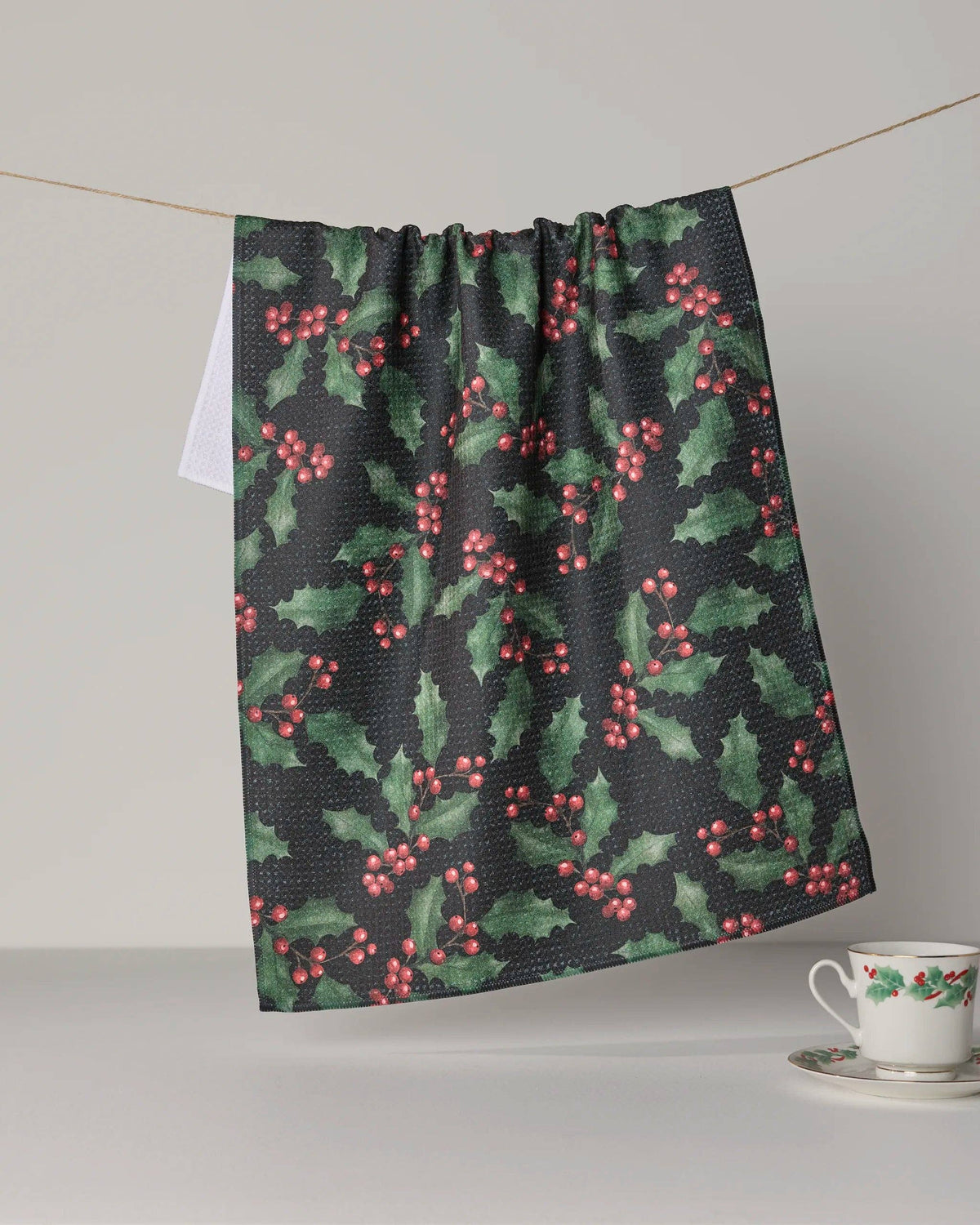 Holly Night Tea Towel - Holiday 2026