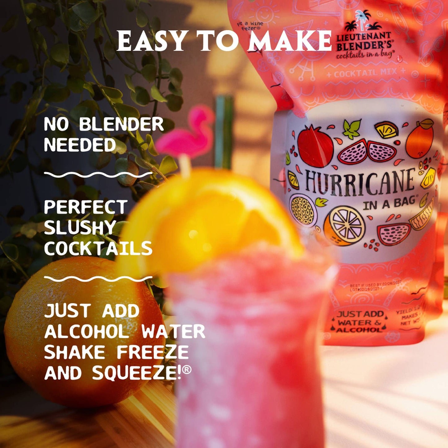 Lieutenant Blender's Cocktail Mixes - Hurricane in a Bag® Cocktail / Mocktail Slushie Mixer