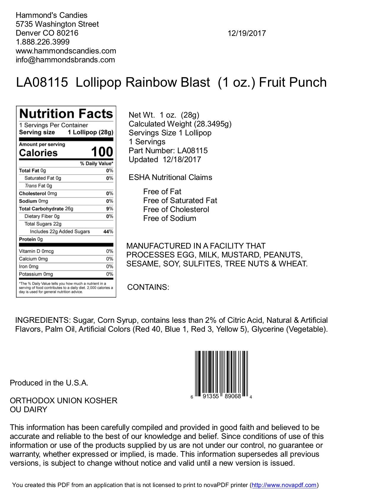 Rainbow Blast Fruit Punch - 1 oz