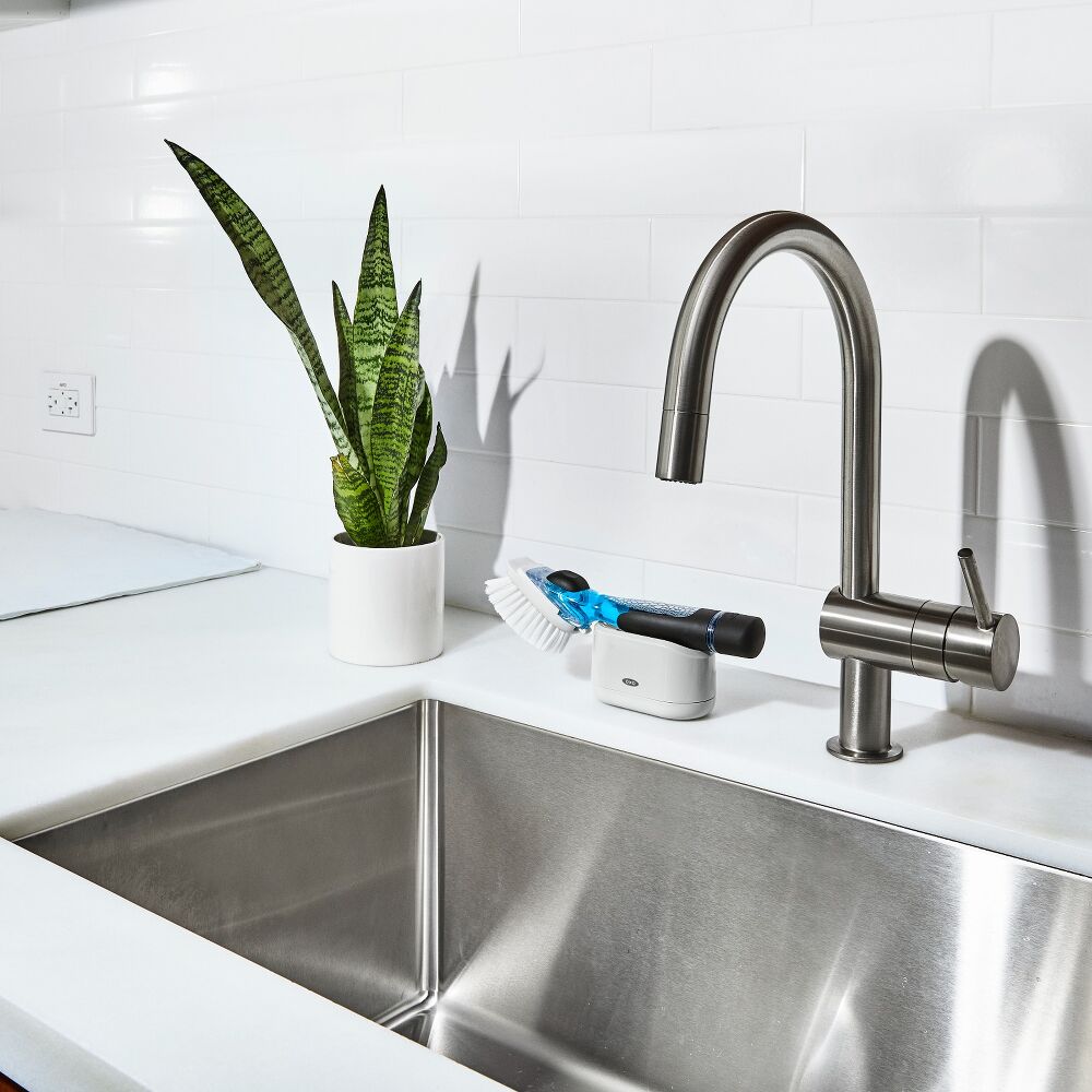 Soap Dispensing Dish Brush Storage Set
