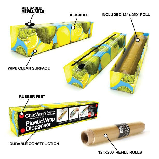 Lemon Plastic Wrap Dispenser 12" x 250'