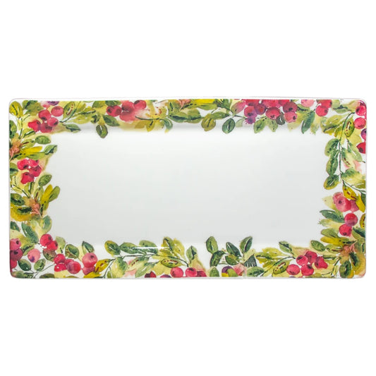 Cranberry Wreath Rectangle Platter