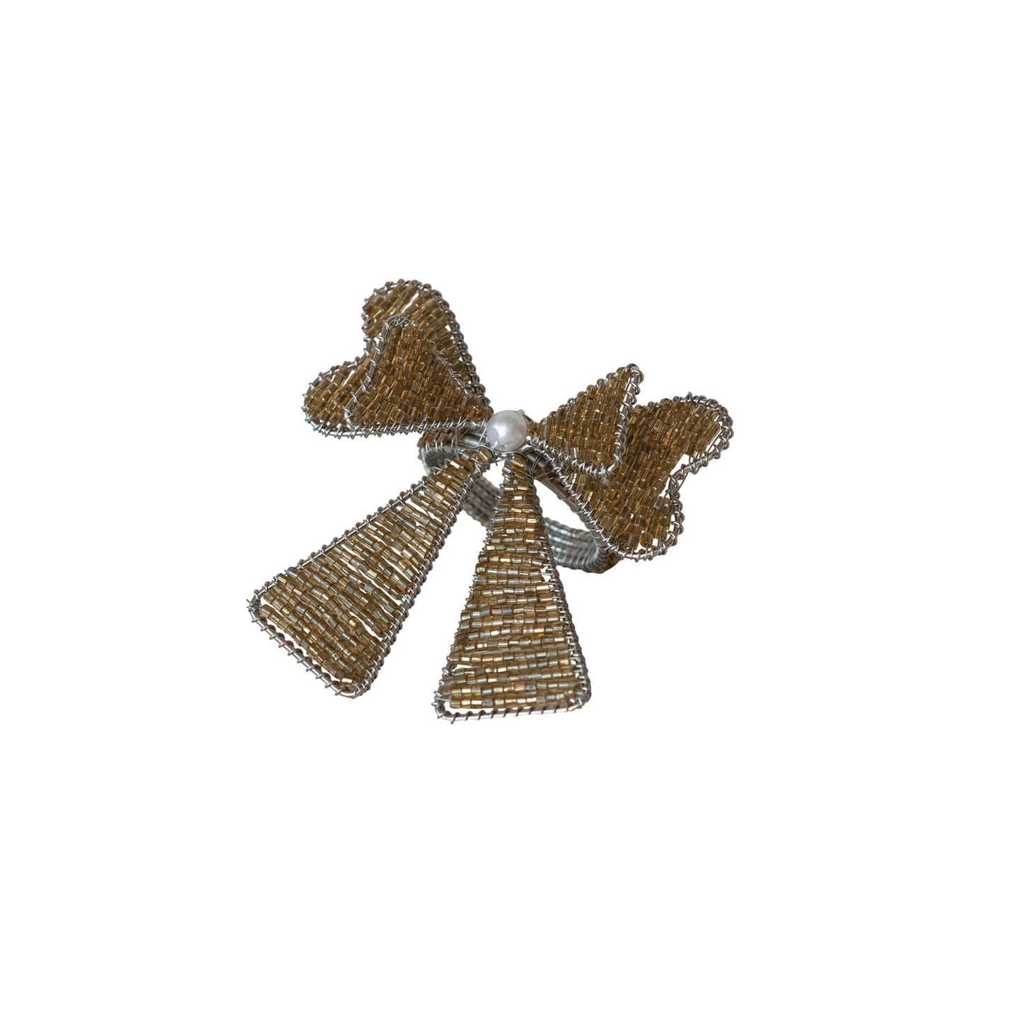 Beaded Bow Shaped Napkin Rings set of 4